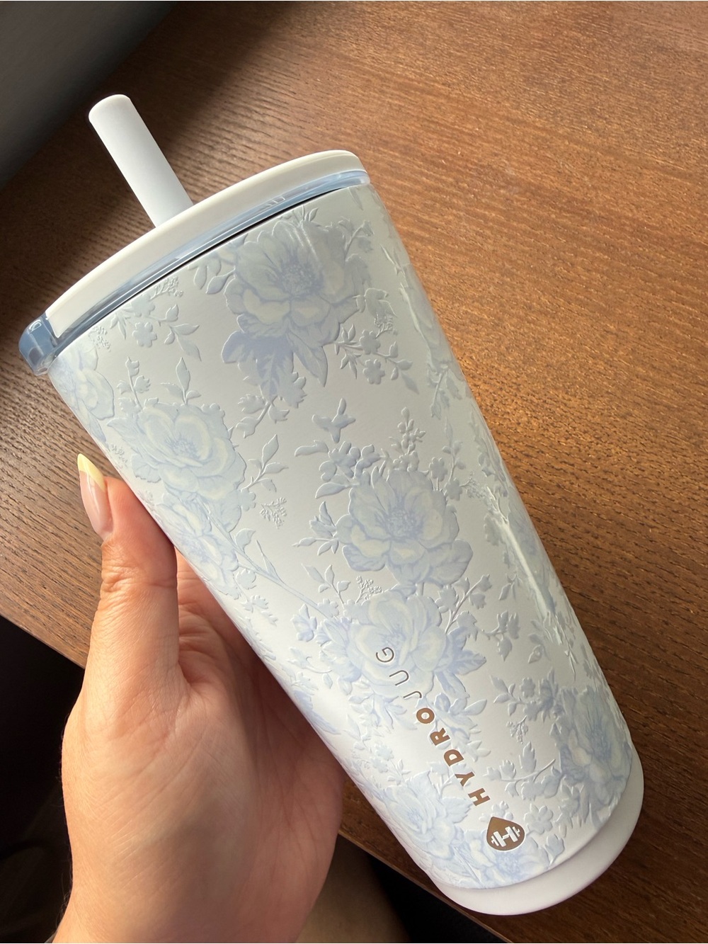 HydroJug CHERISH Blue Rose Botanical Toile Everyday Tumbler Cup 20 oz